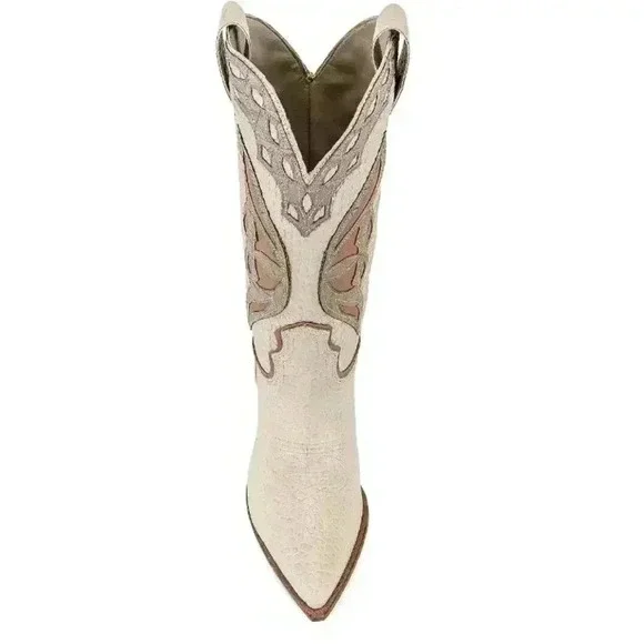 Steve Madden x REVOLVE Wynter Western Boots Bone Multi NWOB - Picture 6 of 12